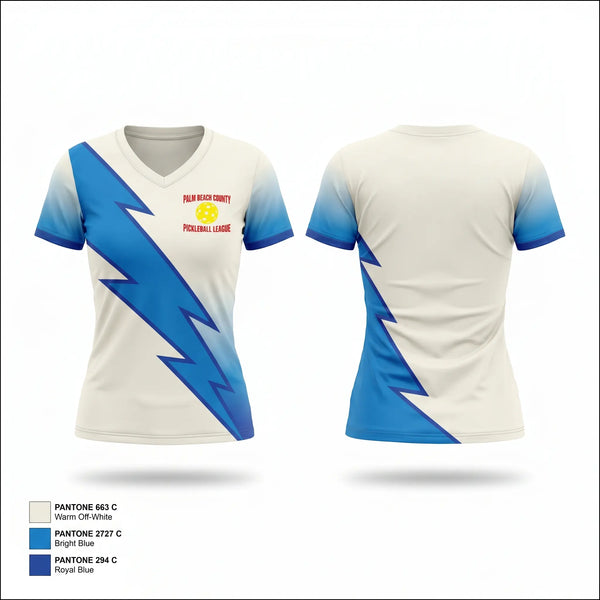 Womens Short Sleeve Vneck Shirt, Palm Beach County Pickleball League, , Teamtime, Team time, sublimation, custom sports apparel, team uniforms, spirit wear, spiritwear, sports uniforms, custom shirts, team store, custom team store, fundraiser sports, apparel fundraiser
