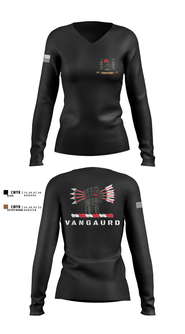 Womens Long Sleeve Vneck Shirt, 1ST PLT 76TH CEC-S, Army, Teamtime, Team time, sublimation, custom sports apparel, team uniforms, spirit wear, spiritwear, sports uniforms, custom shirts, team store, custom team store, fundraiser sports, apparel fundraiser