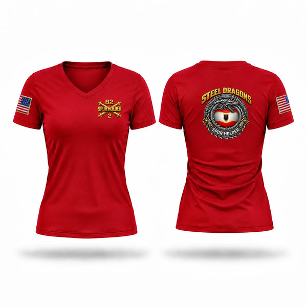 Womens Short Sleeve Vneck Shirt, 2-82 FAR, 1CD DIVARTY, SPUR, Army, Teamtime, Team time, sublimation, custom sports apparel, team uniforms, spirit wear, spiritwear, sports uniforms, custom shirts, team store, custom team store, fundraiser sports, apparel fundraiser