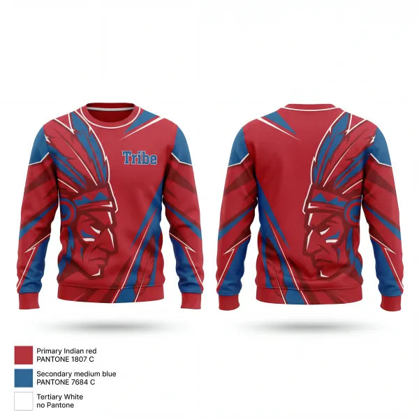 Crew Neck Sweatshirt, Tribe, Baseball, Teamtime, Team time, sublimation, custom sports apparel, team uniforms, spirit wear, spiritwear, sports uniforms, custom shirts, team store, custom team store, fundraiser sports, apparel fundraiser