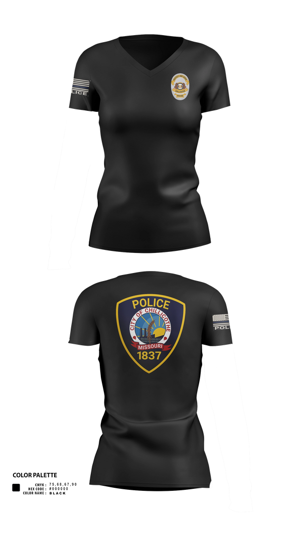 Womens Short Sleeve Vneck Shirt, Chillicothe Police, Police, Teamtime, Team time, sublimation, custom sports apparel, team uniforms, spirit wear, spiritwear, sports uniforms, custom shirts, team store, custom team store, fundraiser sports, apparel fundraiser