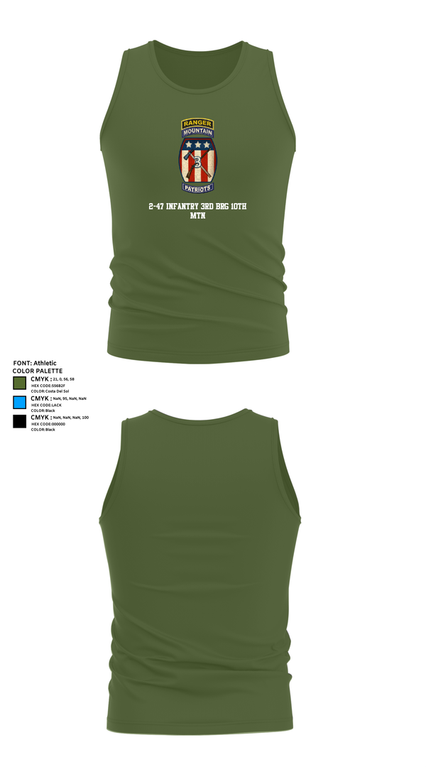 Tank Top, 2-47 infantry 3rd BRG 10th MTN, Army, Teamtime, Team time, sublimation, custom sports apparel, team uniforms, spirit wear, spiritwear, sports uniforms, custom shirts, team store, custom team store, fundraiser sports, apparel fundraiser