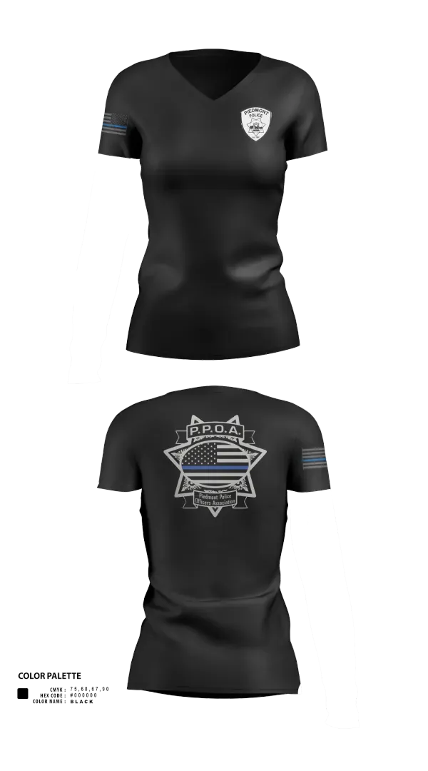 Womens Short Sleeve Vneck Shirt, Piedmont Police, Police, Teamtime, Team time, sublimation, custom sports apparel, team uniforms, spirit wear, spiritwear, sports uniforms, custom shirts, team store, custom team store, fundraiser sports, apparel fundraiser