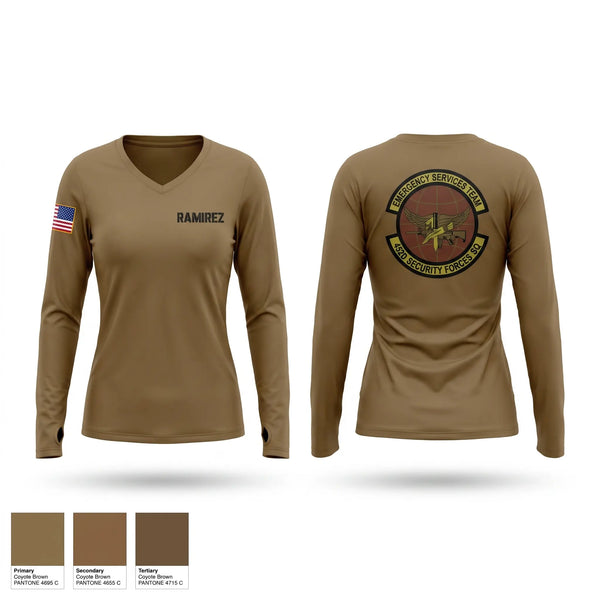 Womens Long Sleeve Vneck Shirt, 452d Security Forces Squadron, Air Force, Teamtime, Team time, sublimation, custom sports apparel, team uniforms, spirit wear, spiritwear, sports uniforms, custom shirts, team store, custom team store, fundraiser sports, apparel fundraiser