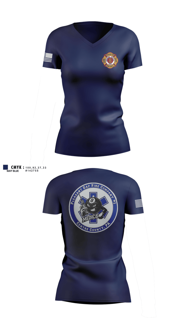 Womens Short Sleeve Vneck Shirt, Pleasant Gap Fire Company, EMS/EMT, Teamtime, Team time, sublimation, custom sports apparel, team uniforms, spirit wear, spiritwear, sports uniforms, custom shirts, team store, custom team store, fundraiser sports, apparel fundraiser