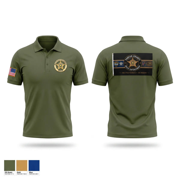 Short Sleeve Performance Polo, Porter County Multi-Enforcement Group, Police, Teamtime, Team time, sublimation, custom sports apparel, team uniforms, spirit wear, spiritwear, sports uniforms, custom shirts, team store, custom team store, fundraiser sports, apparel fundraiser