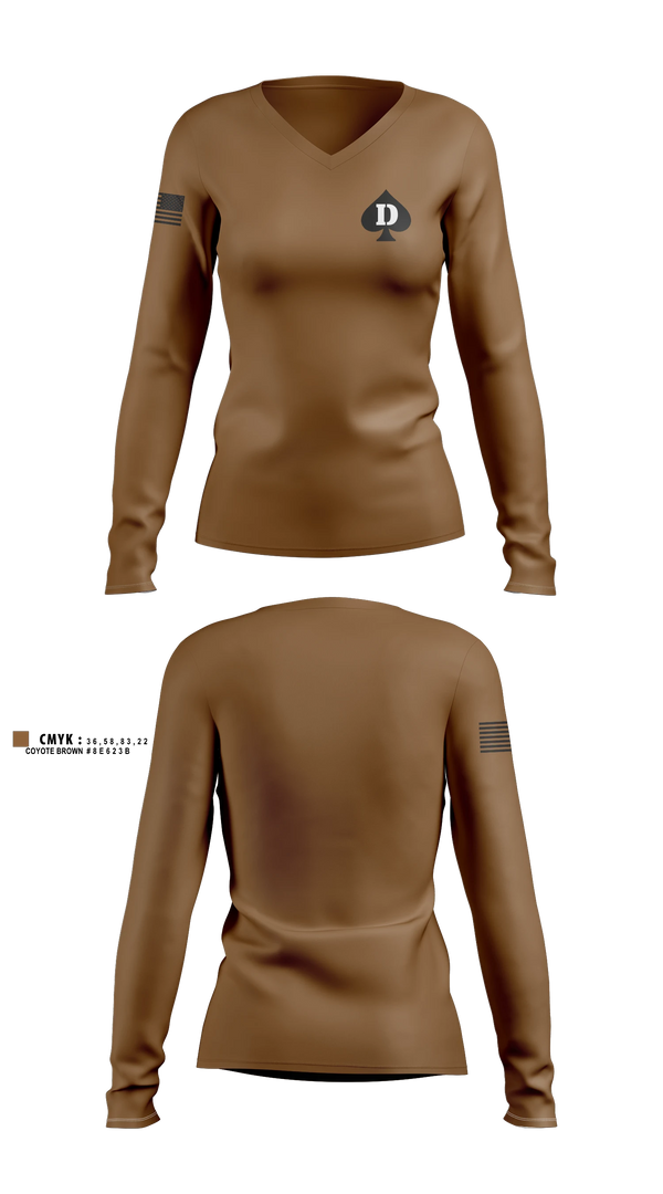 Womens Long Sleeve Vneck Shirt, Dog Company, Army, Teamtime, Team time, sublimation, custom sports apparel, team uniforms, spirit wear, spiritwear, sports uniforms, custom shirts, team store, custom team store, fundraiser sports, apparel fundraiser
