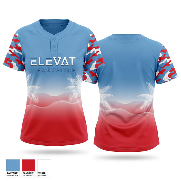 Two Button Softball Jersey, Elevate, Softball, Teamtime, Team time, sublimation, custom sports apparel, team uniforms, spirit wear, spiritwear, sports uniforms, custom shirts, team store, custom team store, fundraiser sports, apparel fundraiser