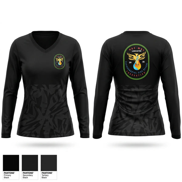 Womens Long Sleeve Vneck Shirt, Haz Mat 2 Environmental Fire Rescue Foundation, , Teamtime, Team time, sublimation, custom sports apparel, team uniforms, spirit wear, spiritwear, sports uniforms, custom shirts, team store, custom team store, fundraiser sports, apparel fundraiser
