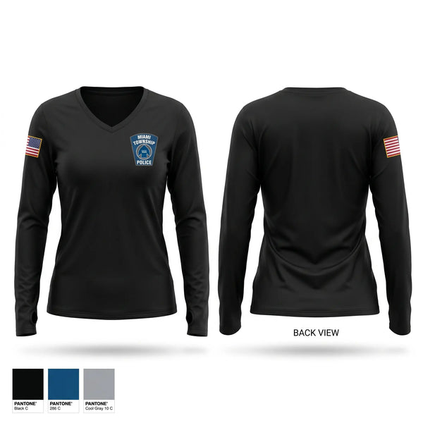 Womens Long Sleeve Vneck Shirt, Miami Township Police K9, Police, Teamtime, Team time, sublimation, custom sports apparel, team uniforms, spirit wear, spiritwear, sports uniforms, custom shirts, team store, custom team store, fundraiser sports, apparel fundraiser