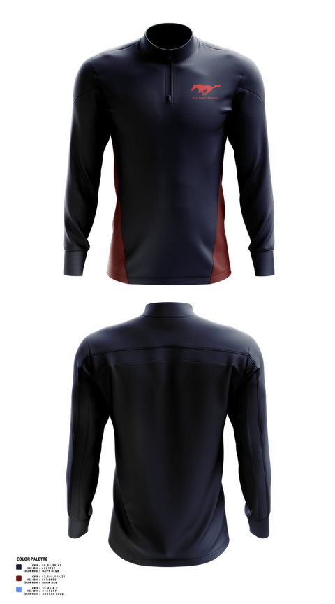 Quarter Zip Jacket, Tulare Western Mustangs, Tennis, Teamtime, Team time, sublimation, custom sports apparel, team uniforms, spirit wear, spiritwear, sports uniforms, custom shirts, team store, custom team store, fundraiser sports, apparel fundraiser