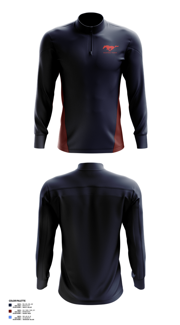 Quarter Zip Jacket, Tulare Western Mustangs, Tennis, Teamtime, Team time, sublimation, custom sports apparel, team uniforms, spirit wear, spiritwear, sports uniforms, custom shirts, team store, custom team store, fundraiser sports, apparel fundraiser