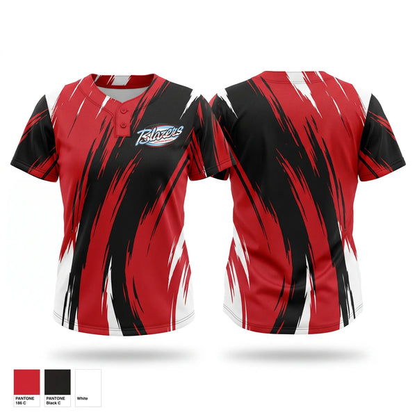 Two Button Softball Jersey, Blazers, Softball, Teamtime, Team time, sublimation, custom sports apparel, team uniforms, spirit wear, spiritwear, sports uniforms, custom shirts, team store, custom team store, fundraiser sports, apparel fundraiser