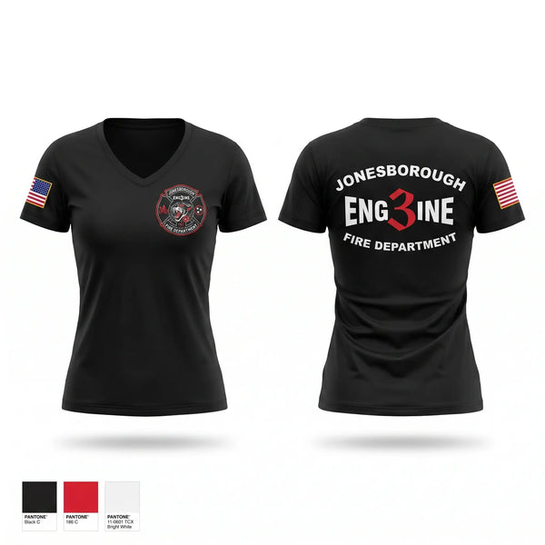 Womens Short Sleeve Vneck Shirt, Jonesborough Fire Department, Fire Department, Teamtime, Team time, sublimation, custom sports apparel, team uniforms, spirit wear, spiritwear, sports uniforms, custom shirts, team store, custom team store, fundraiser sports, apparel fundraiser