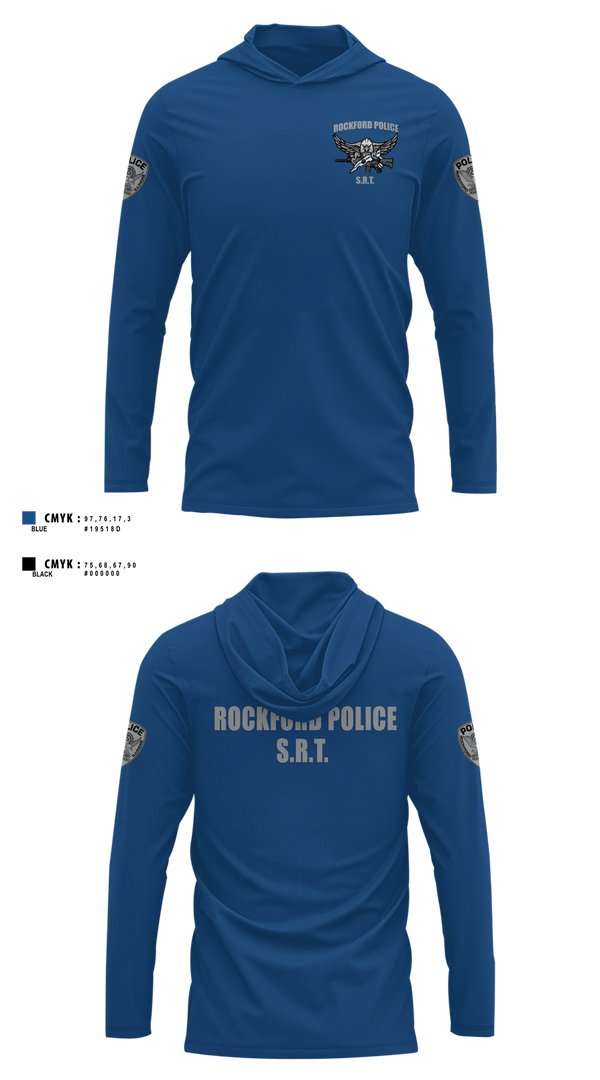 Long Sleeve Performance Shirt with hood, Rockford Police S.R.T., Police, Teamtime, Team time, sublimation, custom sports apparel, team uniforms, spirit wear, spiritwear, sports uniforms, custom shirts, team store, custom team store, fundraiser sports, apparel fundraiser