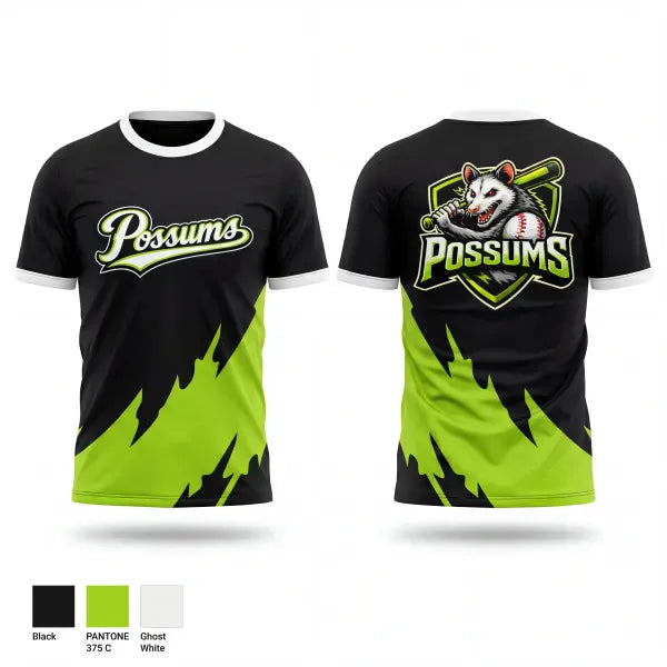 Short Sleeve Performance Shirt, Possums, Baseball, Teamtime, Team time, sublimation, custom sports apparel, team uniforms, spirit wear, spiritwear, sports uniforms, custom shirts, team store, custom team store, fundraiser sports, apparel fundraiser