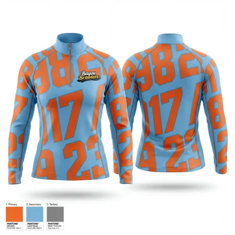 Quarter Zip Jacket, Satsuma Bayou Brawlers, Softball, Teamtime, Team time, sublimation, custom sports apparel, team uniforms, spirit wear, spiritwear, sports uniforms, custom shirts, team store, custom team store, fundraiser sports, apparel fundraiser