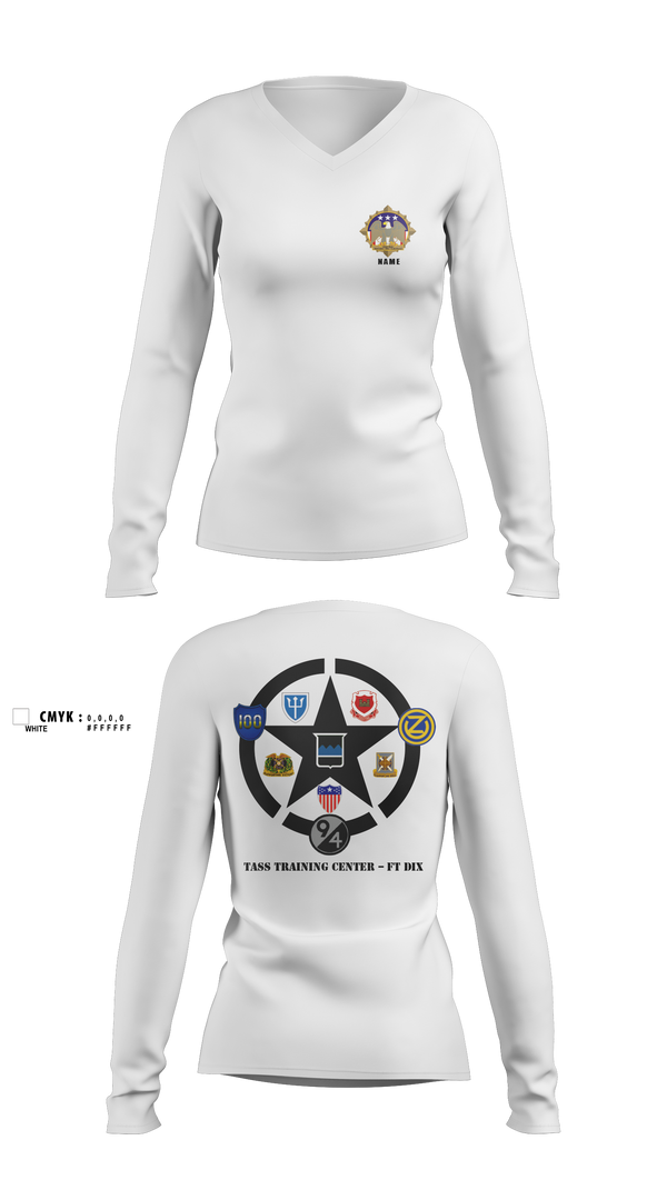 Women's Long Sleeve Vneck Shirt, 80th TC, TTC-Dix, Army, Teamtime, Team time, sublimation, custom sports apparel, team uniforms, spirit wear, spiritwear, sports uniforms, custom shirts, team store, custom team store, fundraiser sports, apparel fundraiser