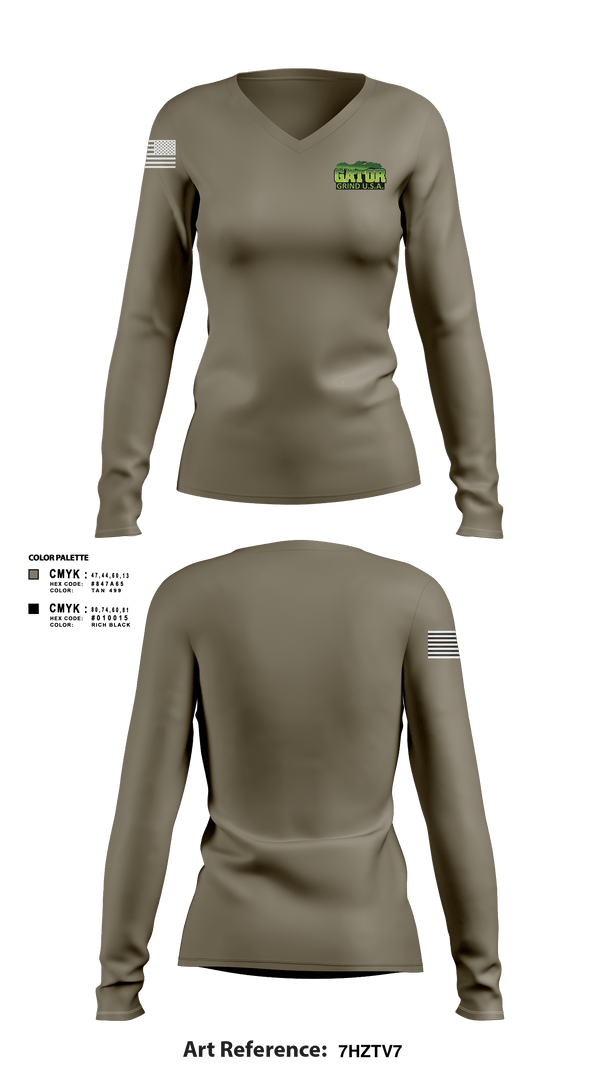Women's Long Sleeve Vneck Shirt, Gator Grind U.S.A.Gator Grind U.S.A., , Teamtime, Team time, sublimation, custom sports apparel, team uniforms, spirit wear, spiritwear, sports uniforms, custom shirts, team store, custom team store, fundraiser sports, apparel fundraiser