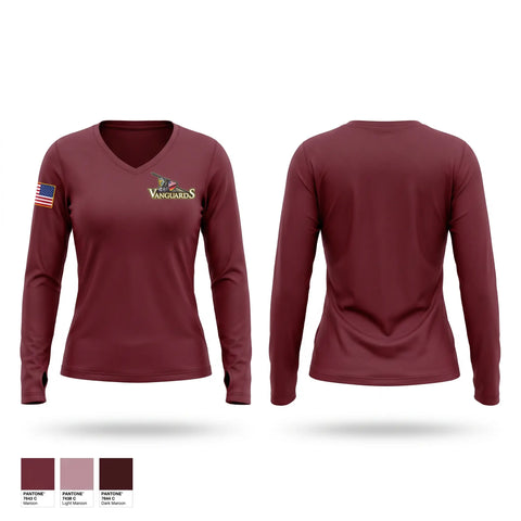 Womens Long Sleeve Vneck Shirt, U.S. Army Health Clinic Vilseck, Army, Teamtime, Team time, sublimation, custom sports apparel, team uniforms, spirit wear, spiritwear, sports uniforms, custom shirts, team store, custom team store, fundraiser sports, apparel fundraiser