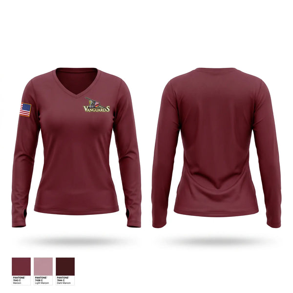 Womens Long Sleeve Vneck Shirt, U.S. Army Health Clinic Vilseck, Army, Teamtime, Team time, sublimation, custom sports apparel, team uniforms, spirit wear, spiritwear, sports uniforms, custom shirts, team store, custom team store, fundraiser sports, apparel fundraiser