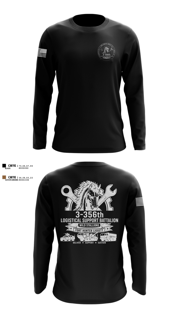 Long Sleeve Performance Shirt, 3-356 LSB (Wild Stallions), Army, Teamtime, Team time, sublimation, custom sports apparel, team uniforms, spirit wear, spiritwear, sports uniforms, custom shirts, team store, custom team store, fundraiser sports, apparel fundraiser