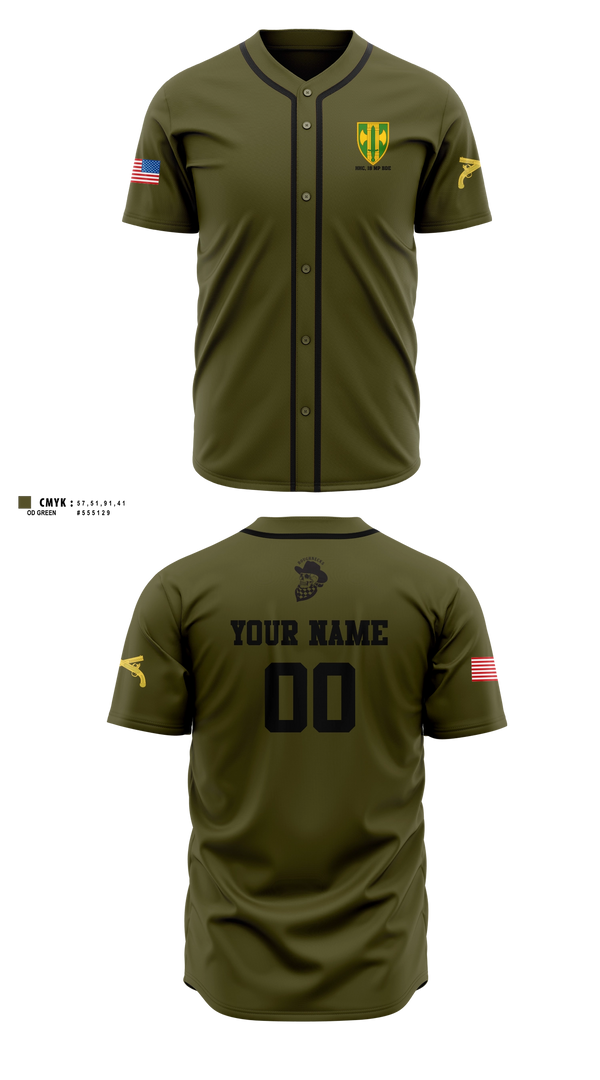 Full Button Baseball Jersey, HHC, 18 MP BDE, Army, Teamtime, Team time, sublimation, custom sports apparel, team uniforms, spirit wear, spiritwear, sports uniforms, custom shirts, team store, custom team store, fundraiser sports, apparel fundraiser