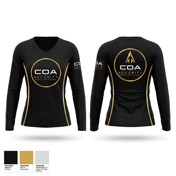 Womens Long Sleeve Vneck Shirt, COA Operations Group, , Teamtime, Team time, sublimation, custom sports apparel, team uniforms, spirit wear, spiritwear, sports uniforms, custom shirts, team store, custom team store, fundraiser sports, apparel fundraiser