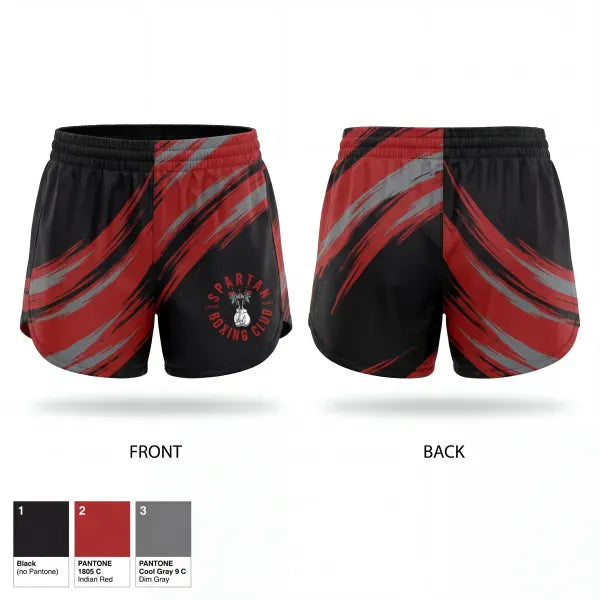 Womens Shorts, Spartan Boxing, Wrestling, Teamtime, Team time, sublimation, custom sports apparel, team uniforms, spirit wear, spiritwear, sports uniforms, custom shirts, team store, custom team store, fundraiser sports, apparel fundraiser