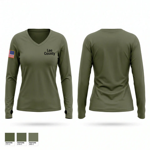 Womens Long Sleeve Vneck Shirt, Lee County, Police, Teamtime, Team time, sublimation, custom sports apparel, team uniforms, spirit wear, spiritwear, sports uniforms, custom shirts, team store, custom team store, fundraiser sports, apparel fundraiser