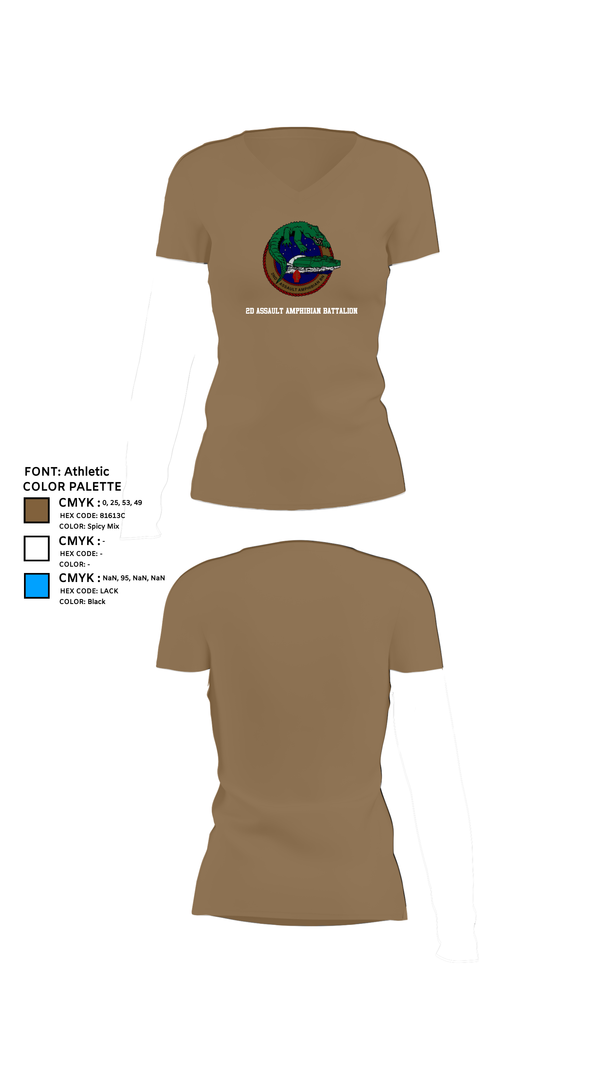 Womens Short Sleeve Vneck Shirt, 2d Assault Amphibian Battalion, , Teamtime, Team time, sublimation, custom sports apparel, team uniforms, spirit wear, spiritwear, sports uniforms, custom shirts, team store, custom team store, fundraiser sports, apparel fundraiser