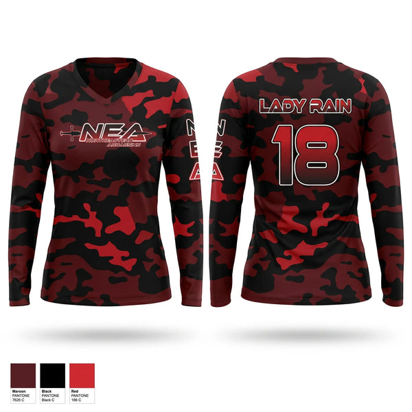 Womens Long Sleeve Vneck Shirt, Northeastern Assassins, E-Sports, Teamtime, Team time, sublimation, custom sports apparel, team uniforms, spirit wear, spiritwear, sports uniforms, custom shirts, team store, custom team store, fundraiser sports, apparel fundraiser