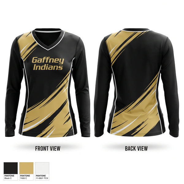 Womens Long Sleeve Vneck Shirt, Gaffney Indians, Golf, Teamtime, Team time, sublimation, custom sports apparel, team uniforms, spirit wear, spiritwear, sports uniforms, custom shirts, team store, custom team store, fundraiser sports, apparel fundraiser