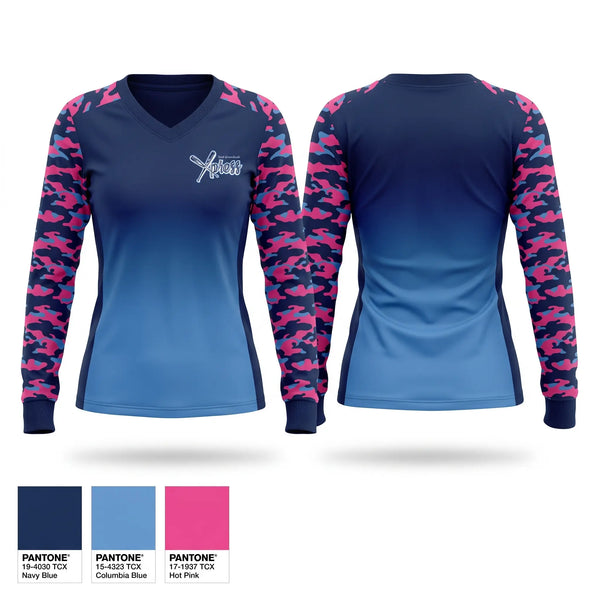 Womens Long Sleeve Vneck Shirt, EG Xpress, Softball, Teamtime, Team time, sublimation, custom sports apparel, team uniforms, spirit wear, spiritwear, sports uniforms, custom shirts, team store, custom team store, fundraiser sports, apparel fundraiser