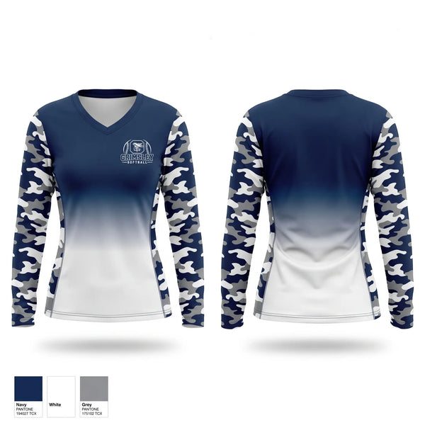 Womens Long Sleeve Vneck Shirt, GRIMSLEY HIGH SCHOOL, Softball, Teamtime, Team time, sublimation, custom sports apparel, team uniforms, spirit wear, spiritwear, sports uniforms, custom shirts, team store, custom team store, fundraiser sports, apparel fundraiser