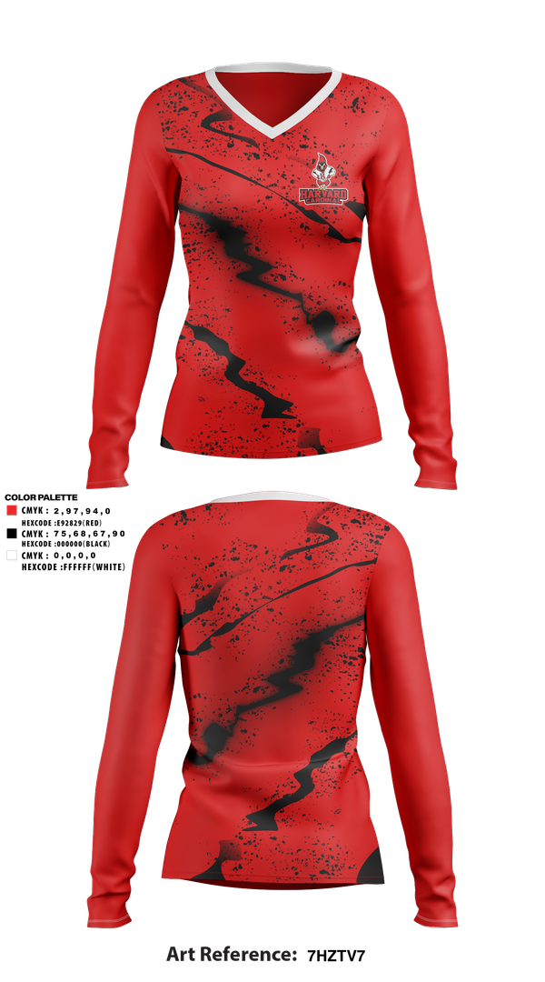 Womens Long Sleeve Vneck Shirt, Harvard Cardinals Volleyball, Women's Volleyball, Teamtime, Team time, sublimation, custom sports apparel, team uniforms, spirit wear, spiritwear, sports uniforms, custom shirts, team store, custom team store, fundraiser sports, apparel fundraiser