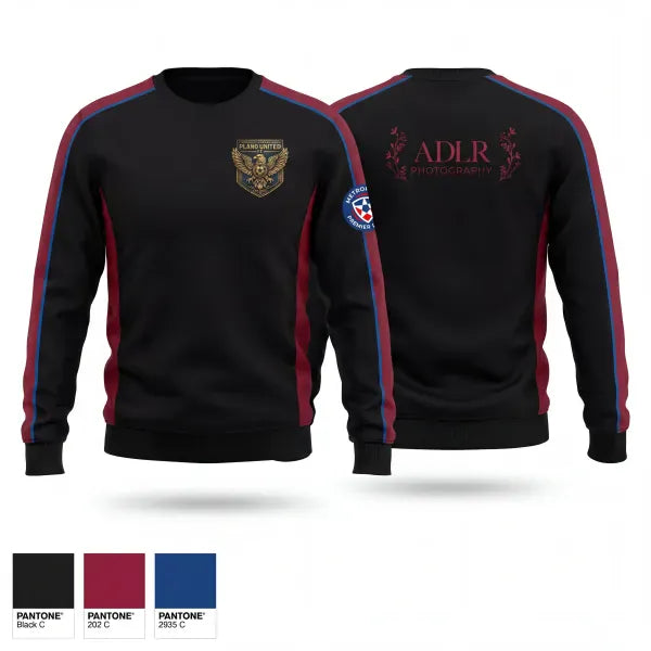 Crew Neck Sweatshirt, Plano United Fc, Men's Soccer, Teamtime, Team time, sublimation, custom sports apparel, team uniforms, spirit wear, spiritwear, sports uniforms, custom shirts, team store, custom team store, fundraiser sports, apparel fundraiser