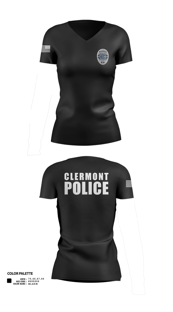 Womens Short Sleeve Vneck Shirt, Clermont PD, Police, Teamtime, Team time, sublimation, custom sports apparel, team uniforms, spirit wear, spiritwear, sports uniforms, custom shirts, team store, custom team store, fundraiser sports, apparel fundraiser