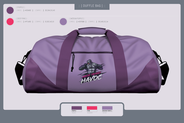Duffle Bag, West texas Havoc, Baseball, Teamtime, Team time, sublimation, custom sports apparel, team uniforms, spirit wear, spiritwear, sports uniforms, custom shirts, team store, custom team store, fundraiser sports, apparel fundraiser