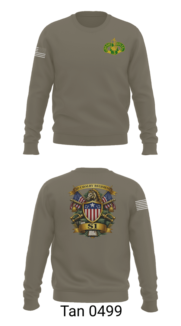 Crew Neck Sweatshirt, 3d Regiment Cavalry, Army, Teamtime, Team time, sublimation, custom sports apparel, team uniforms, spirit wear, spiritwear, sports uniforms, custom shirts, team store, custom team store, fundraiser sports, apparel fundraiser