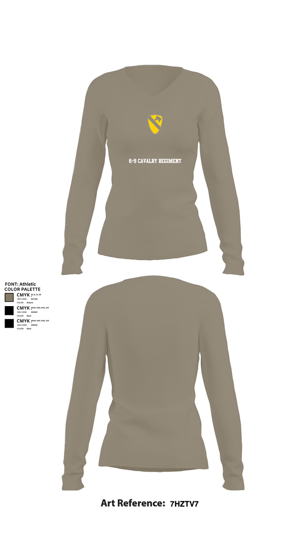 Womens Long Sleeve Vneck Shirt, 6-9 Cavalry Regiment, , Teamtime, Team time, sublimation, custom sports apparel, team uniforms, spirit wear, spiritwear, sports uniforms, custom shirts, team store, custom team store, fundraiser sports, apparel fundraiser