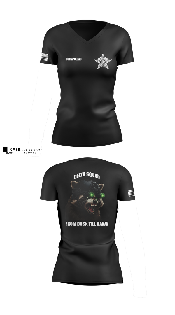 Womens Short Sleeve Vneck Shirt, Delta Squad, , Teamtime, Team time, sublimation, custom sports apparel, team uniforms, spirit wear, spiritwear, sports uniforms, custom shirts, team store, custom team store, fundraiser sports, apparel fundraiser