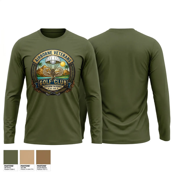 Long Sleeve Performance Shirt, Airborne Veterans Gold Club, Golf, Teamtime, Team time, sublimation, custom sports apparel, team uniforms, spirit wear, spiritwear, sports uniforms, custom shirts, team store, custom team store, fundraiser sports, apparel fundraiser