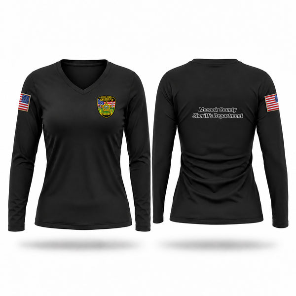 Womens Long Sleeve Vneck Shirt, Mccook County SO, Police, Teamtime, Team time, sublimation, custom sports apparel, team uniforms, spirit wear, spiritwear, sports uniforms, custom shirts, team store, custom team store, fundraiser sports, apparel fundraiser