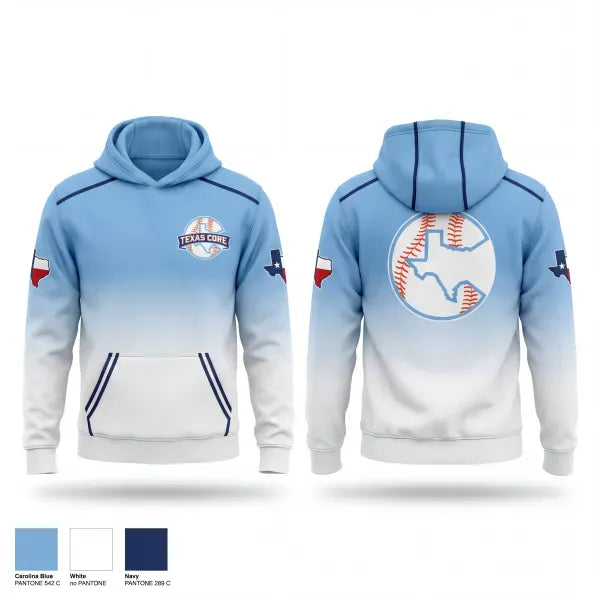 Hoodie, Texas Core Baseball, Baseball, Teamtime, Team time, sublimation, custom sports apparel, team uniforms, spirit wear, spiritwear, sports uniforms, custom shirts, team store, custom team store, fundraiser sports, apparel fundraiser