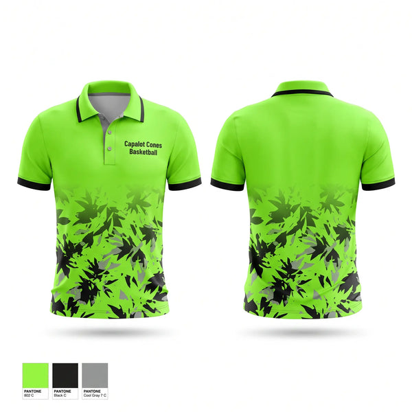 Short Sleeve Performance Polo, Capalot Cones Basketball, Men's Basketball, Teamtime, Team time, sublimation, custom sports apparel, team uniforms, spirit wear, spiritwear, sports uniforms, custom shirts, team store, custom team store, fundraiser sports, apparel fundraiser
