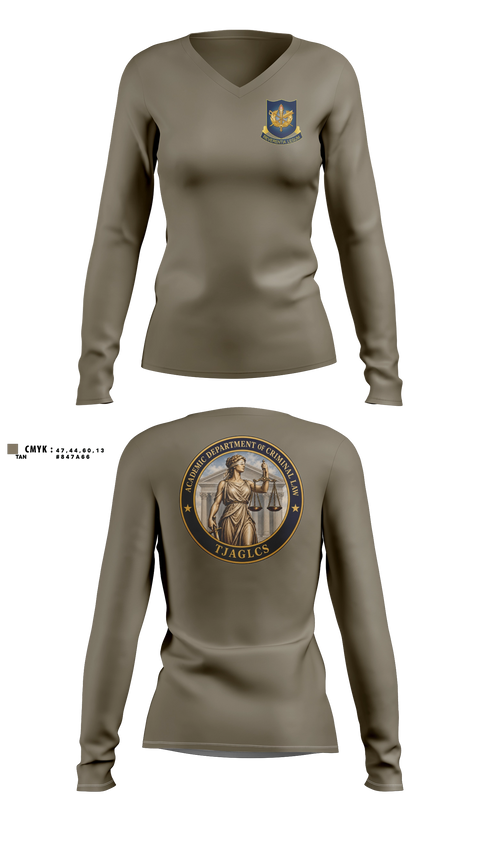 Womens Long Sleeve Vneck Shirt, ADC, TJAGLCS, Army, Teamtime, Team time, sublimation, custom sports apparel, team uniforms, spirit wear, spiritwear, sports uniforms, custom shirts, team store, custom team store, fundraiser sports, apparel fundraiser