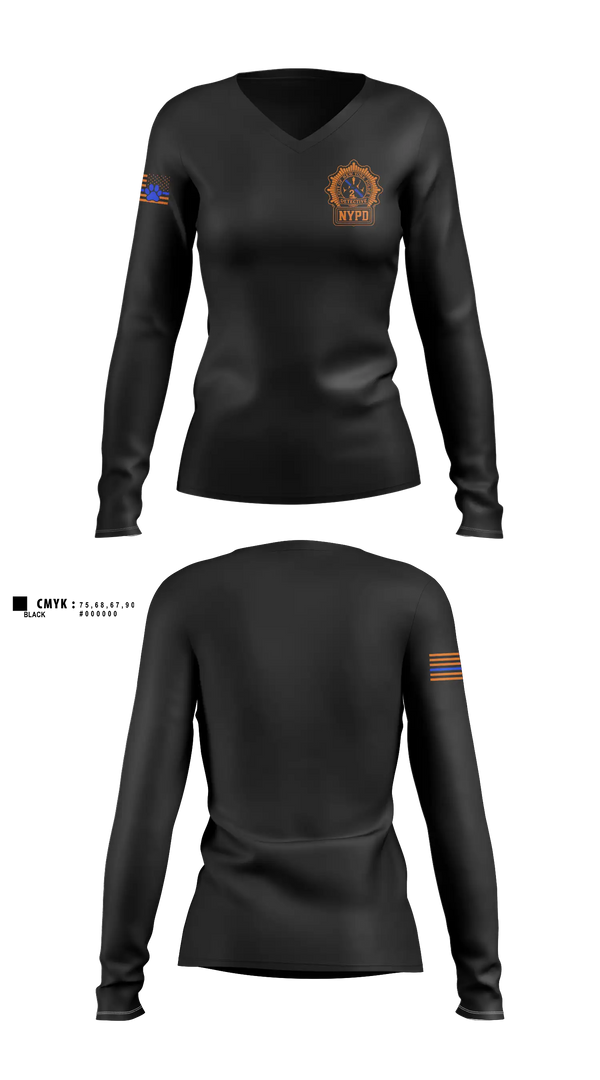 Womens Long Sleeve Vneck Shirt, NYPD NARCOTICS K9, Police, Teamtime, Team time, sublimation, custom sports apparel, team uniforms, spirit wear, spiritwear, sports uniforms, custom shirts, team store, custom team store, fundraiser sports, apparel fundraiser
