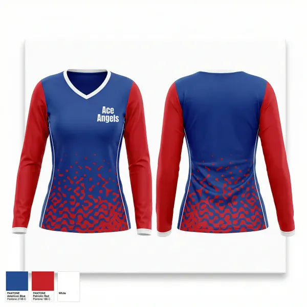 Womens Long Sleeve Vneck Shirt, Ace Angels, Women's Volleyball, Teamtime, Team time, sublimation, custom sports apparel, team uniforms, spirit wear, spiritwear, sports uniforms, custom shirts, team store, custom team store, fundraiser sports, apparel fundraiser