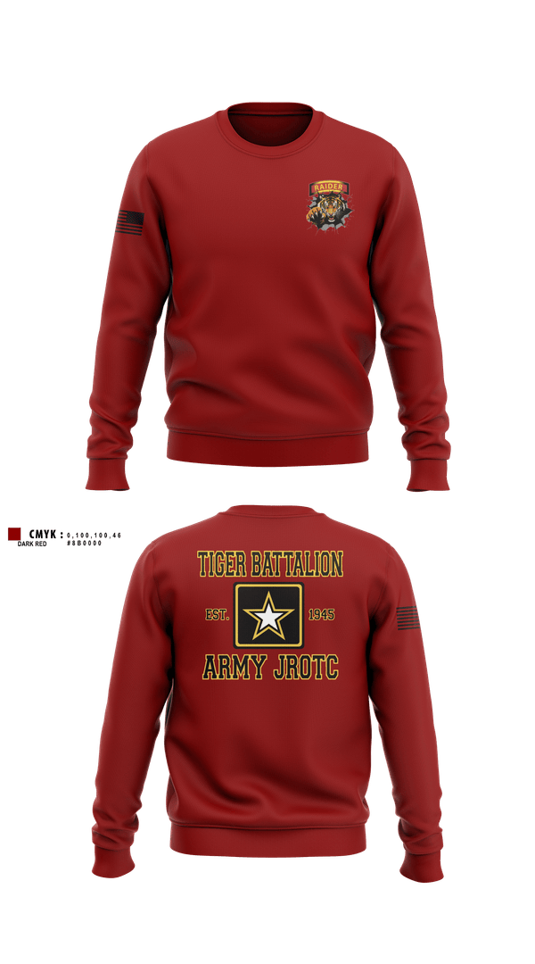 Crew Neck Sweatshirt, Tiger Battalion, Army, Teamtime, Team time, sublimation, custom sports apparel, team uniforms, spirit wear, spiritwear, sports uniforms, custom shirts, team store, custom team store, fundraiser sports, apparel fundraiser